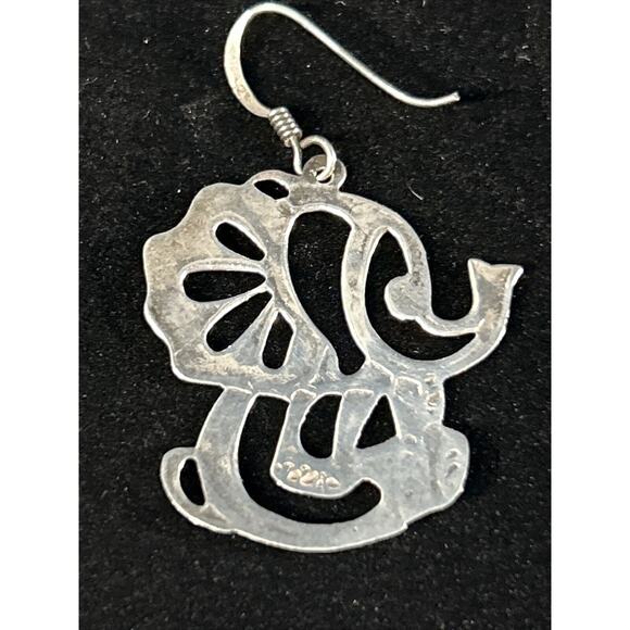 Vintage Silver Plated Sitting Elephant Dangle Earring Set Barbar - Picture 4 of 6